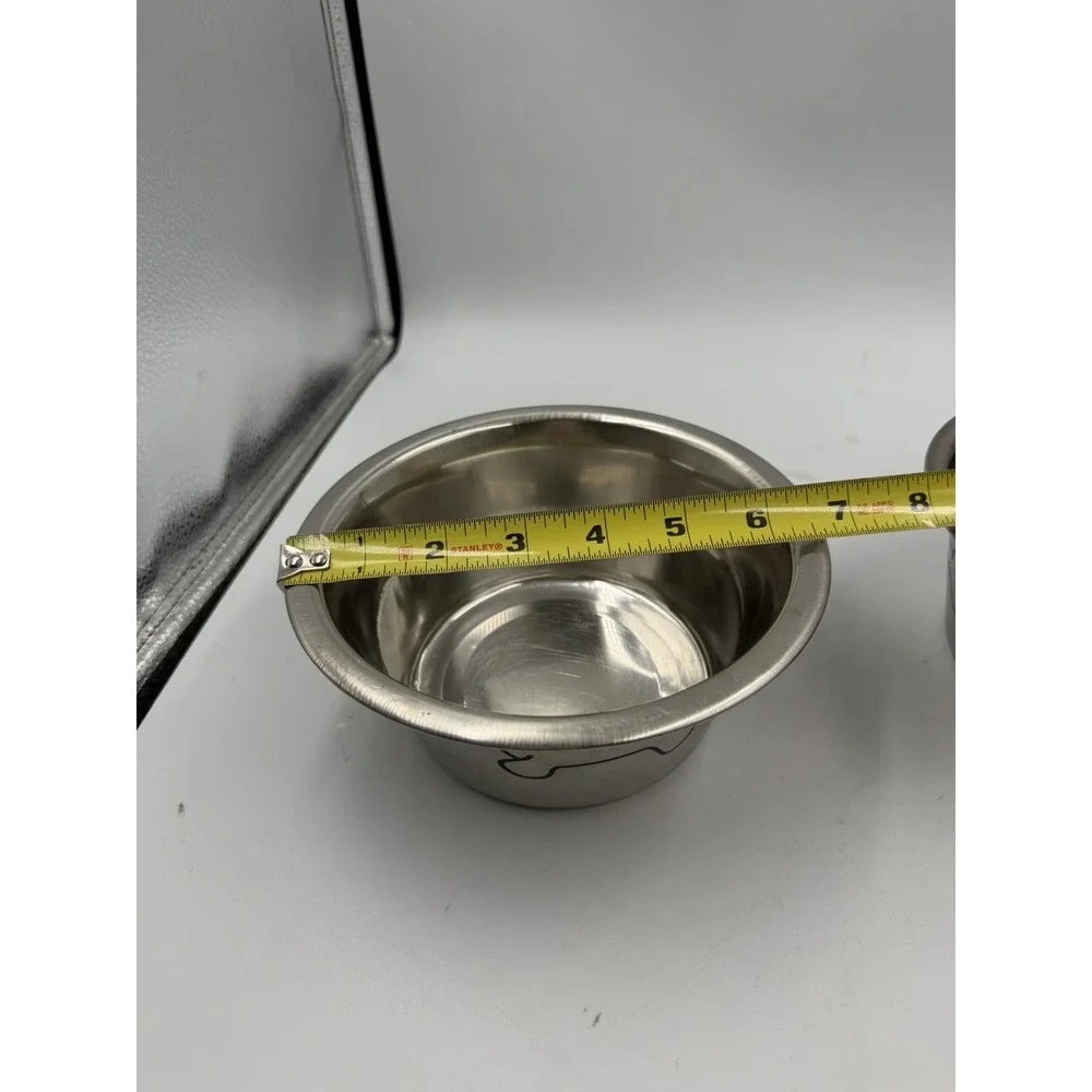 Lot Of 2 Paw & Bone Print Stainless Steel Dog Bowl Non-Skid